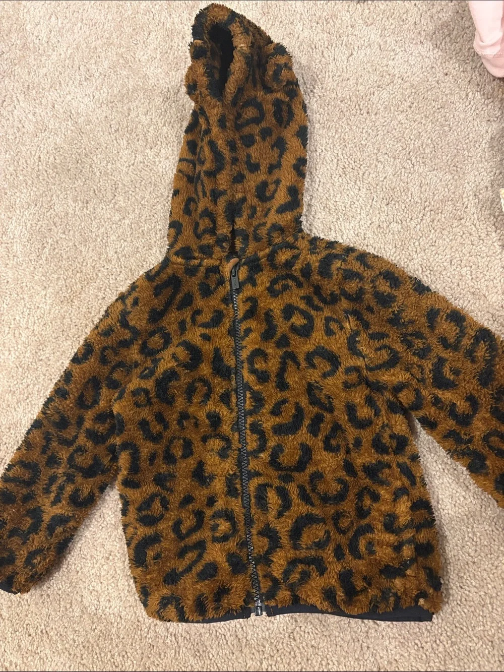 Old Navy Leopard Faux Fur Hoodie - Brown & Black